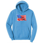 USA Flag Grunge Youth Hoodie - Aquatic Blue