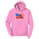 USA Flag Grunge Youth Hoodie - Candy Pink