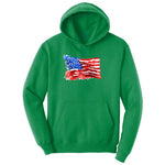 USA Flag Grunge Youth Hoodie - Kelly Green