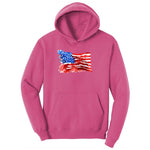 USA Flag Grunge Youth Hoodie - Sangria