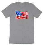 USA Flag Grunge Youth Short Sleeve Tee - Athletic Heather