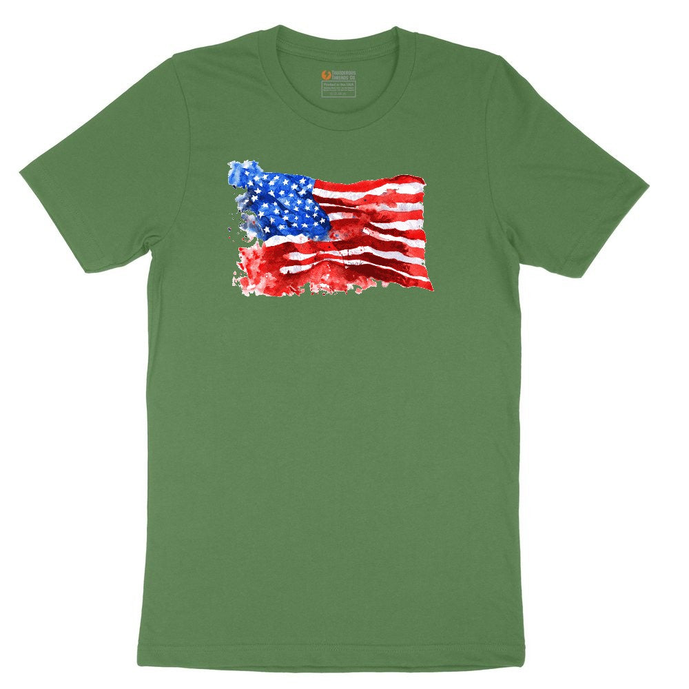 USA Flag Grunge Youth Short Sleeve Tee - Athletic Kelly