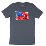USA Flag Grunge Youth Short Sleeve Tee - Heather Navy
