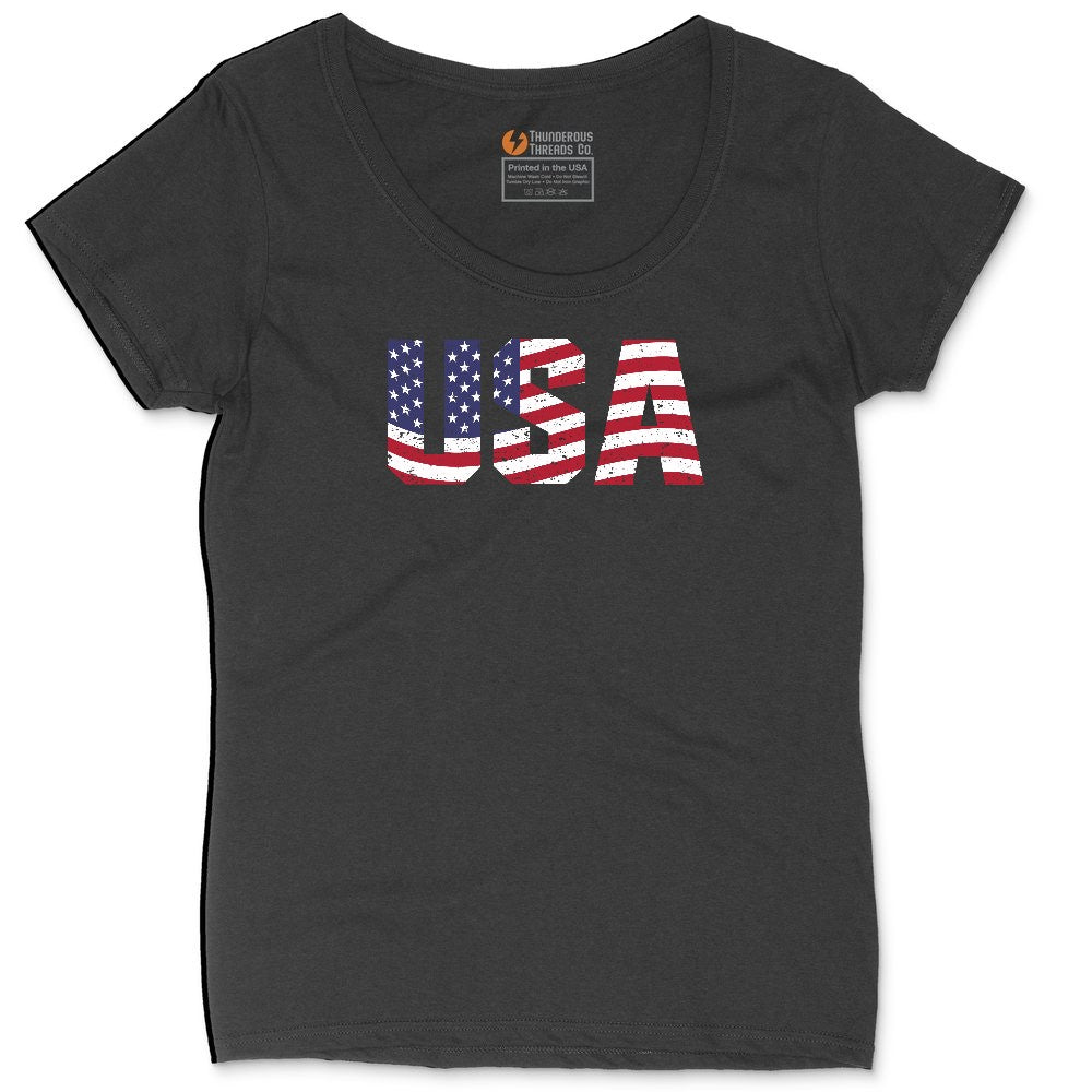 USA Ladies Curvy Tee - Black