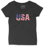 USA Ladies Curvy Tee - Black