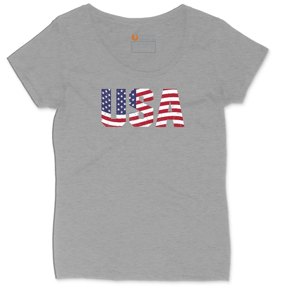 USA Ladies Curvy Tee - Granite Heather
