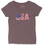 USA Ladies Curvy Tee - Sangria Blackout