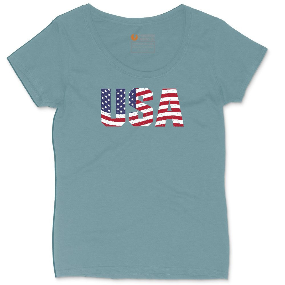 USA Ladies Curvy Tee - Surf Blackout