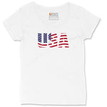 USA Ladies Curvy Tee - White