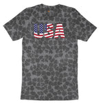 USA Ladies Short Sleeve Tee - Black Leopard