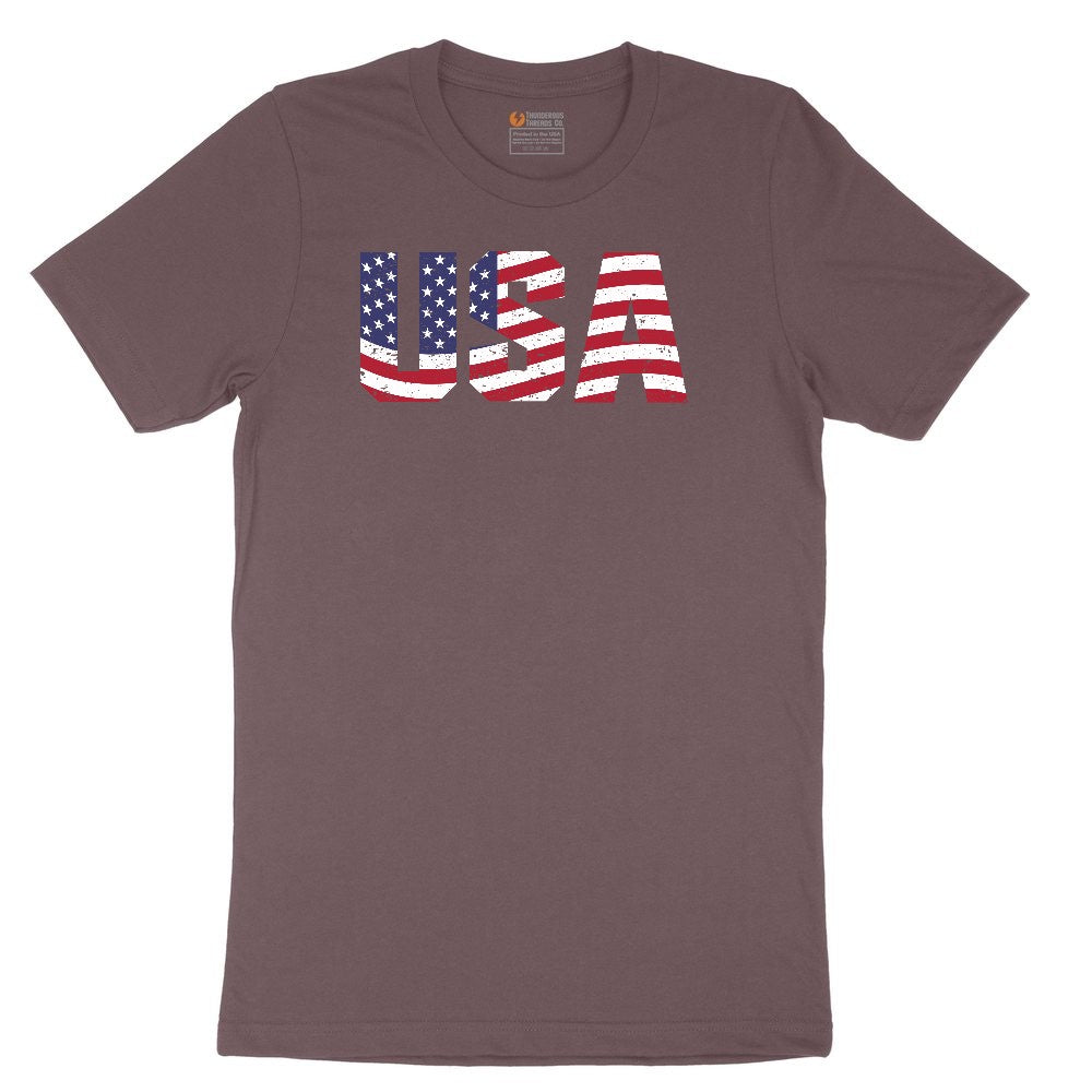 USA Ladies Short Sleeve Tee - Sangria Blackout