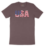 USA Ladies Short Sleeve Tee - Sangria Blackout