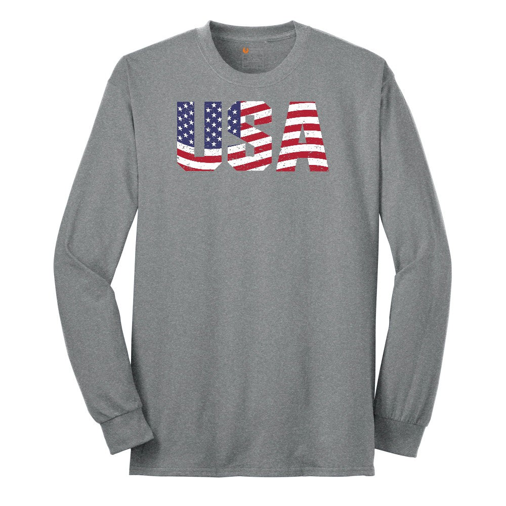 USA Long Sleeve Tee - Athletic Grey