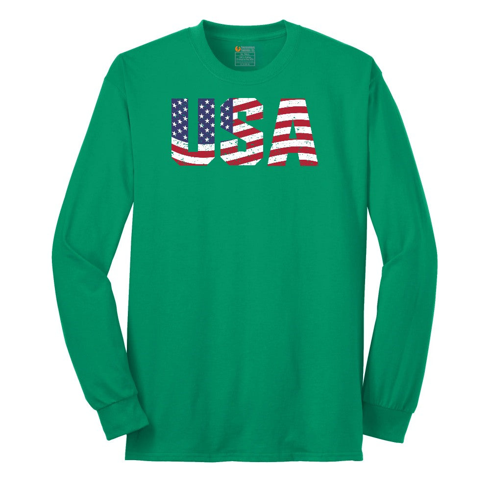 USA Long Sleeve Tee - Kelly Green