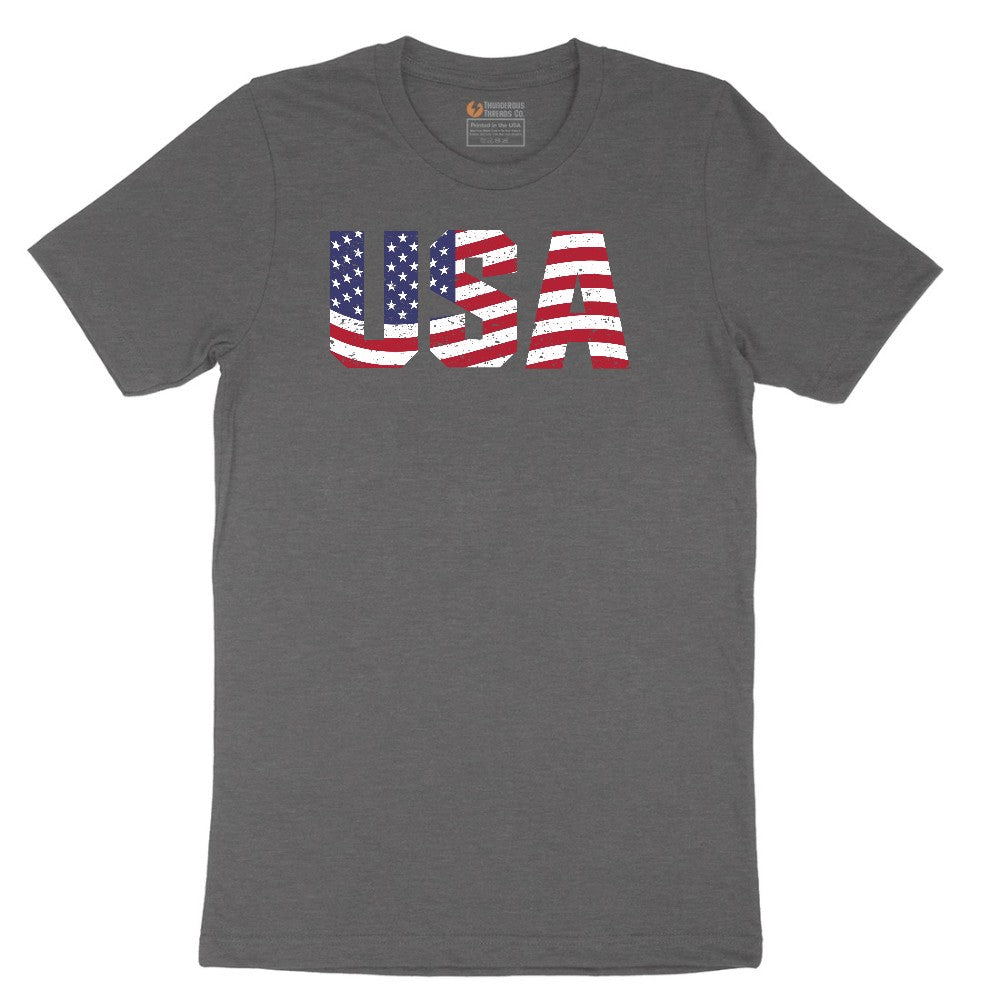 USA Short Sleeve Tee - Dark Heather Grey