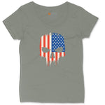 USA Skull Ladies Curvy Tee - Bamboo Blackout
