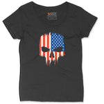 USA Skull Ladies Curvy Tee - Black