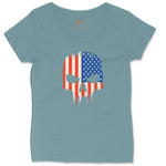 USA Skull Ladies Curvy Tee - Surf Blackout