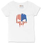 USA Skull Ladies Curvy Tee - White