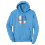 USA Skull Ladies Hoodie - Aquatic Blue