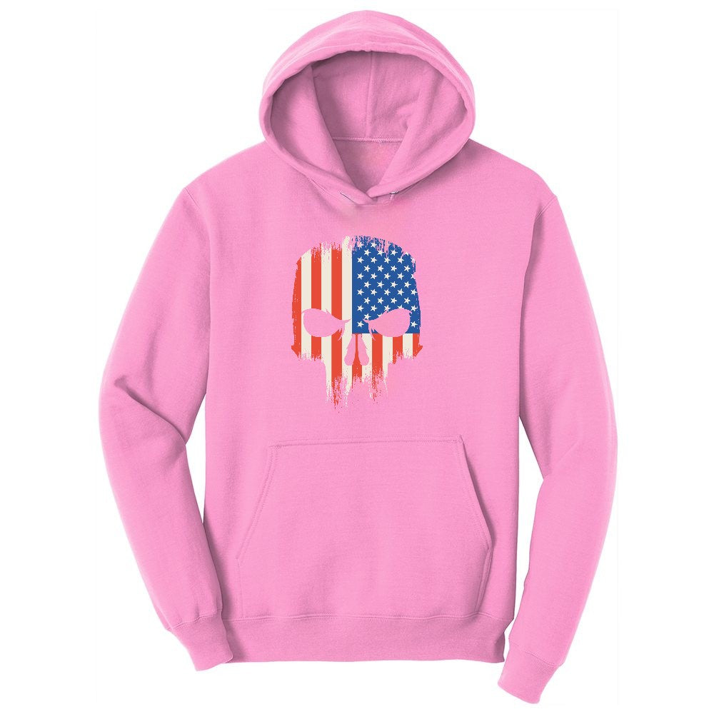 USA Skull Ladies Hoodie - Candy Pink