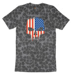 USA Skull Ladies Short Sleeve Tee - Black Leopard