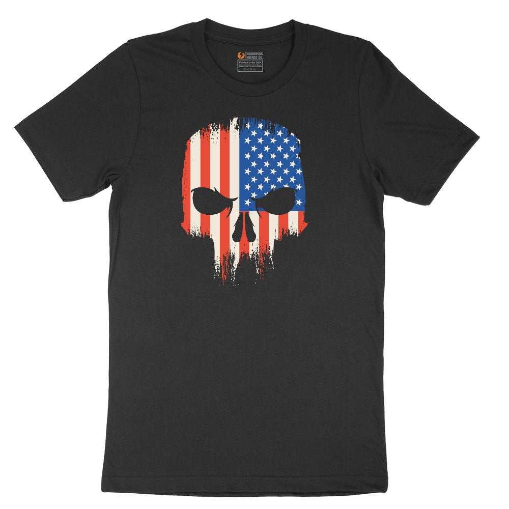 USA Skull Ladies Short Sleeve Tee - Black