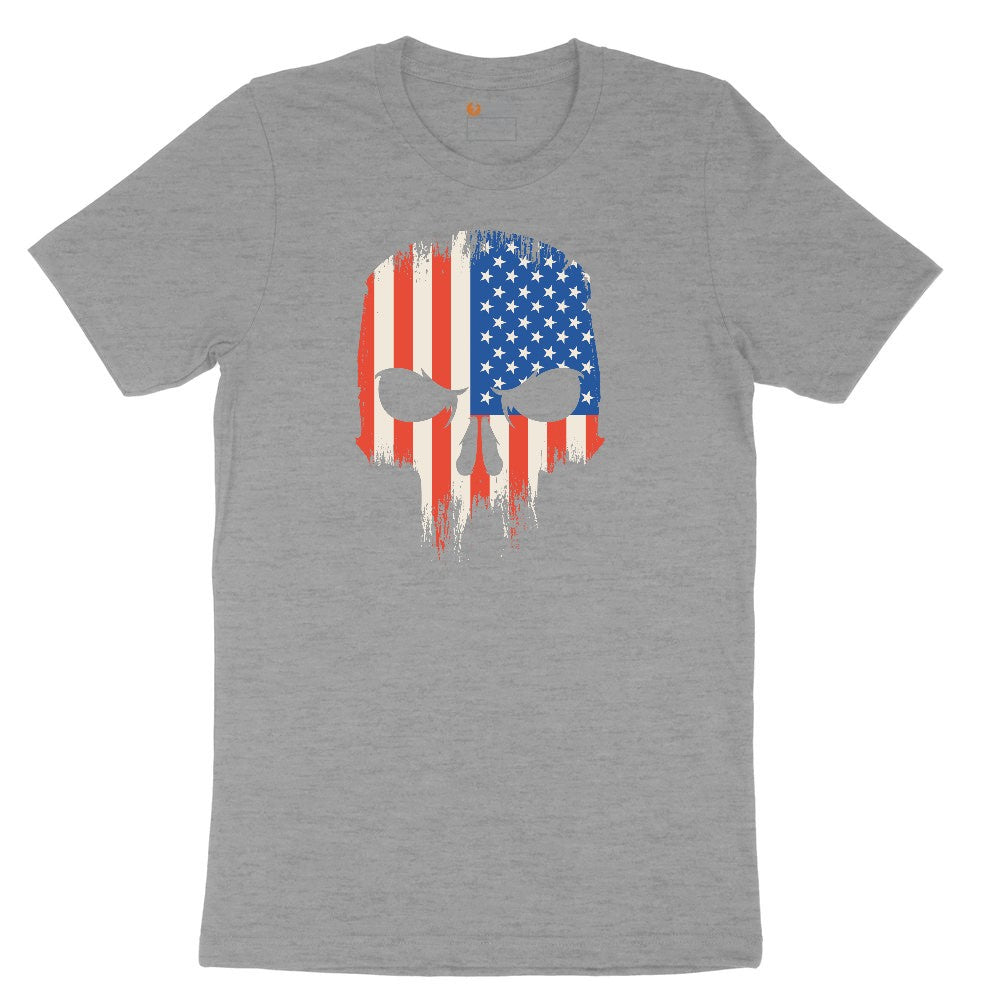 USA Skull Ladies Short Sleeve Tee - Granite Heather