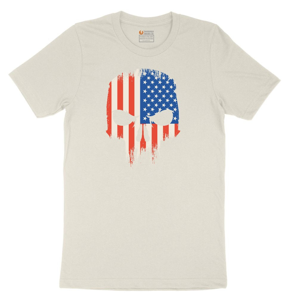 USA Skull Ladies Short Sleeve Tee - Natural Heather