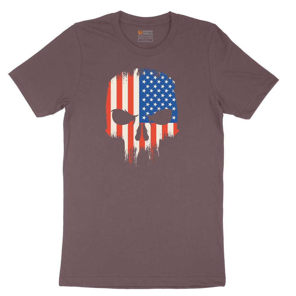 USA Skull Ladies Short Sleeve Tee - Sangria Blackout