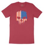 USA Skull Ladies Short Sleeve Tee - Vintage Red