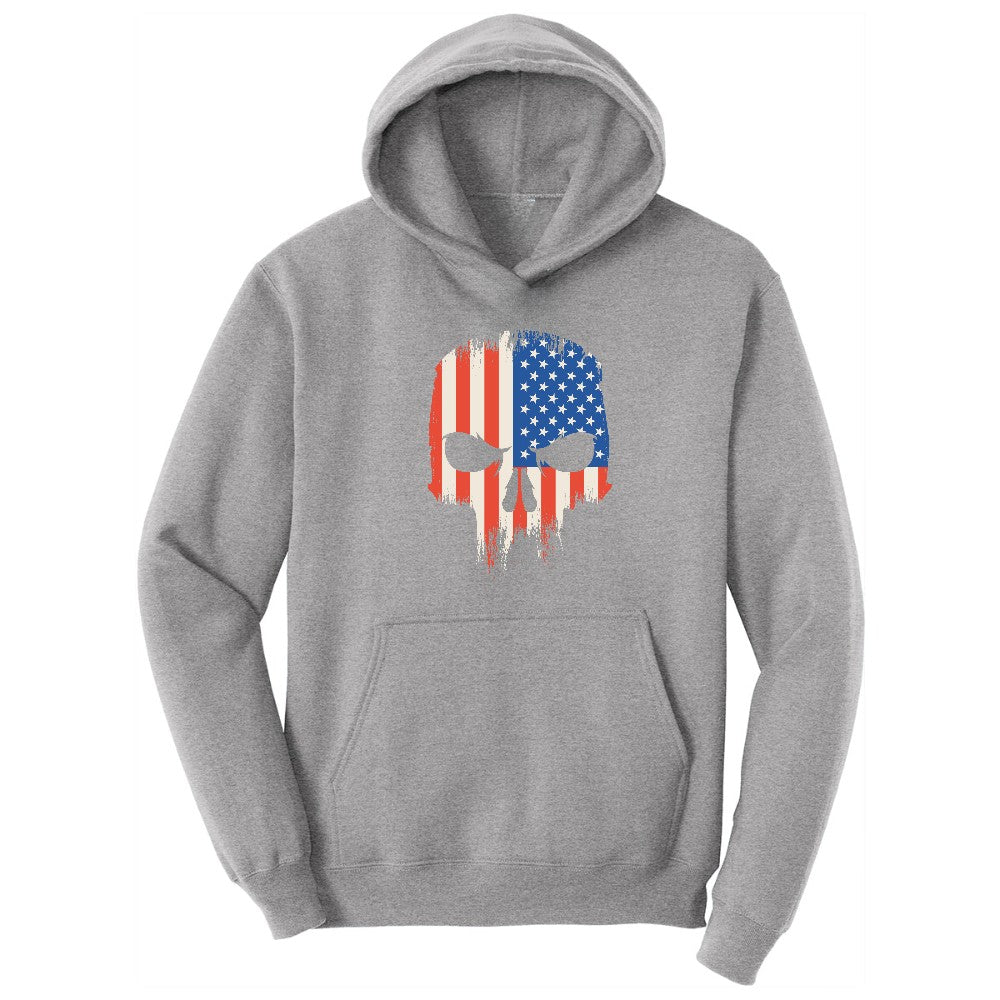 USA Skull Hoodie - Athletic Heather