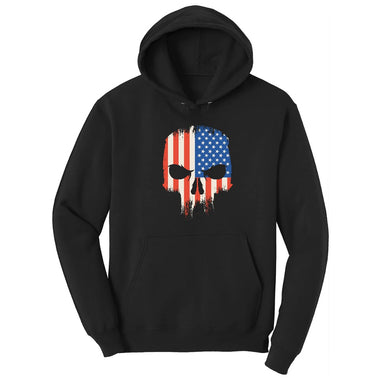 USA Skull Hoodie - Jet Black
