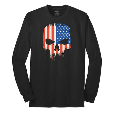 USA Skull Long Sleeve Tee - Jet Black