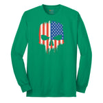 USA Skull Long Sleeve Tee - Kelly Green
