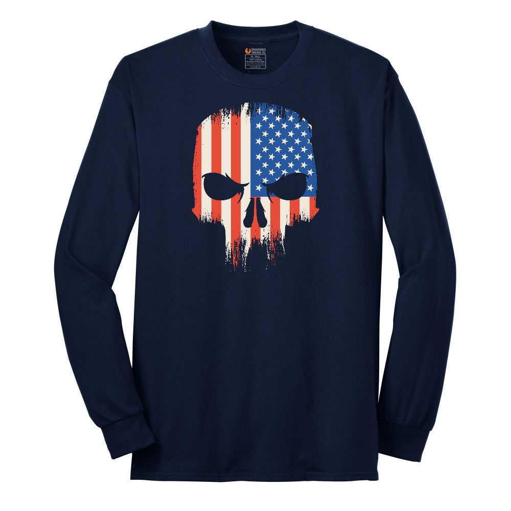 USA Skull Long Sleeve Tee - Navy
