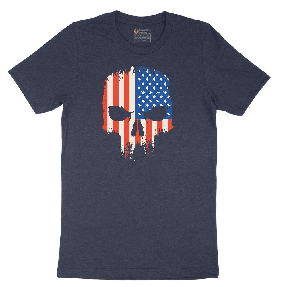 USA Skull Short Sleeve Tee - Heather Navy