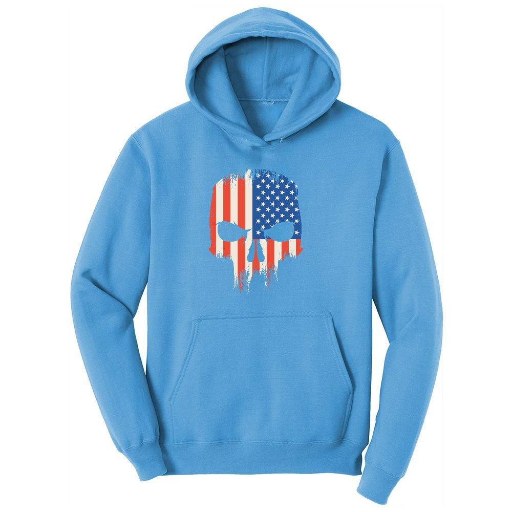 USA Skull Youth Hoodie - Aquatic Blue