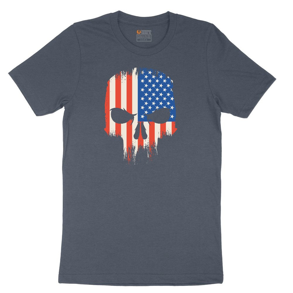 USA Skull Youth Short Sleeve Tee - Heather Navy