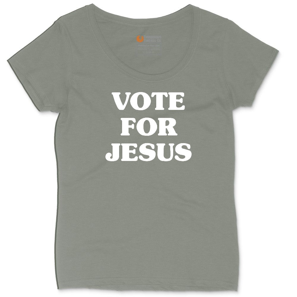 Vote for Jesus Ladies Curvy Tee - Bamboo Blackout