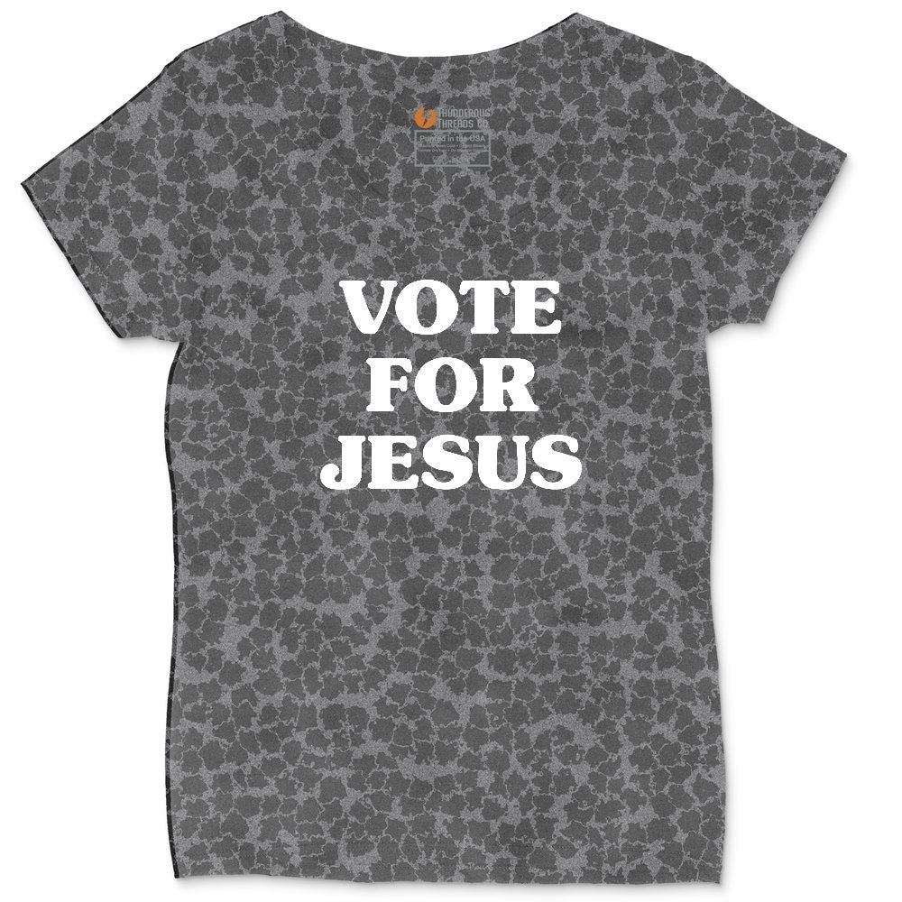 Vote for Jesus Ladies Curvy Tee - Black Leopard
