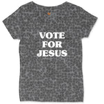 Vote for Jesus Ladies Curvy Tee - Black Leopard