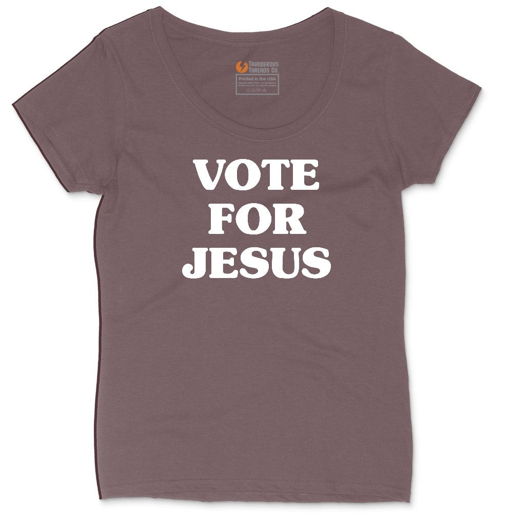 Vote for Jesus Ladies Curvy Tee - Sangria Blackout