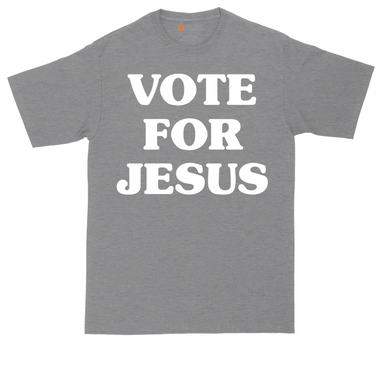 Vote for Jesus tall t-shirt for men in Dark Heather Grey