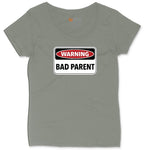 Warning Bad Parent Ladies Curvy Tee - Bamboo Blackout