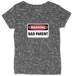Warning Bad Parent Ladies Curvy Tee - Black Leopard