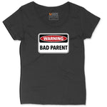 Warning Bad Parent Ladies Curvy Tee - Black