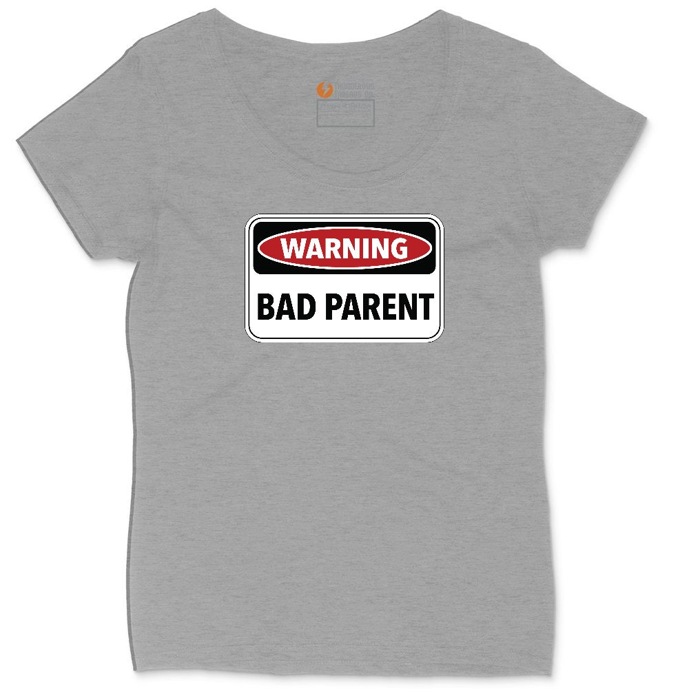 Warning Bad Parent Ladies Curvy Tee - Granite Heather