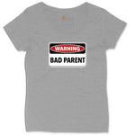 Warning Bad Parent Ladies Curvy Tee - Granite Heather