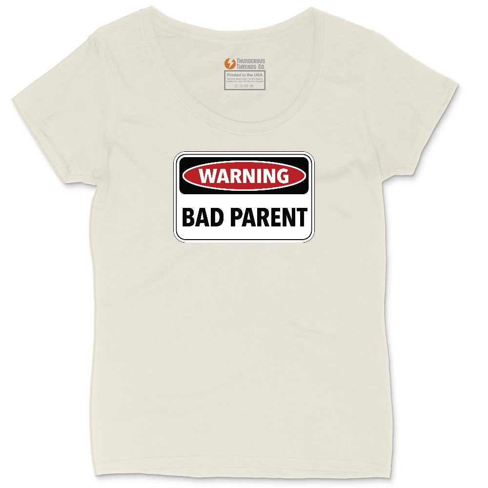Warning Bad Parent Ladies Curvy Tee - Natural Heather